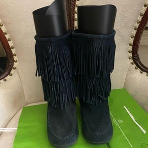 Blue Suede Shingle Style Boots